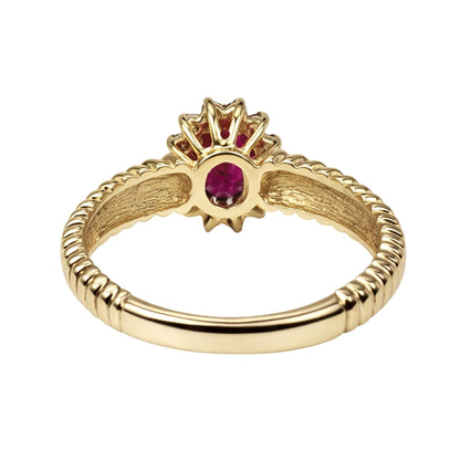 Vintage Tourmaline Diamond 14k Yellow Gold Ring
