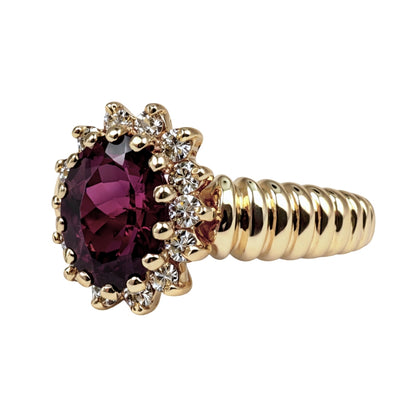 Vintage Tourmaline Diamond 14k Yellow Gold Ring