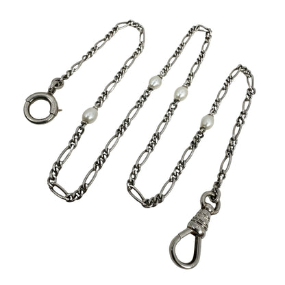 Art Deco Pearl Platinum Station Necklace