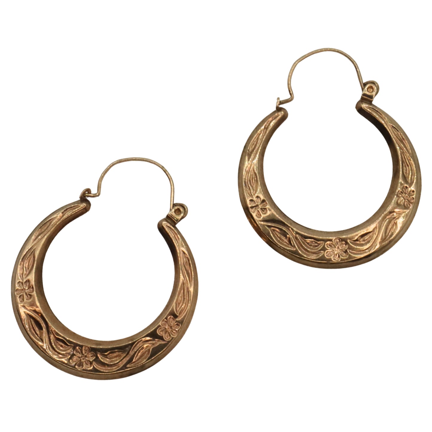 Victorian 10k Rose Gold Hoop Earrings