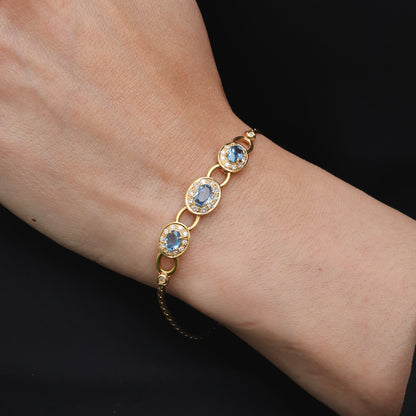 Vintage Topaz Diamond 18k Yellow Gold Bracelet