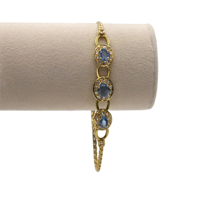 Vintage Topaz Diamond 18k Yellow Gold Bracelet