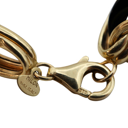 Vintage Italian Onyx 14k Yellow Gold Link Bracelet