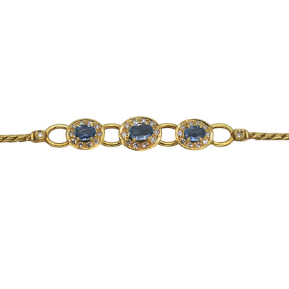Vintage Topaz Diamond 18k Yellow Gold Bracelet