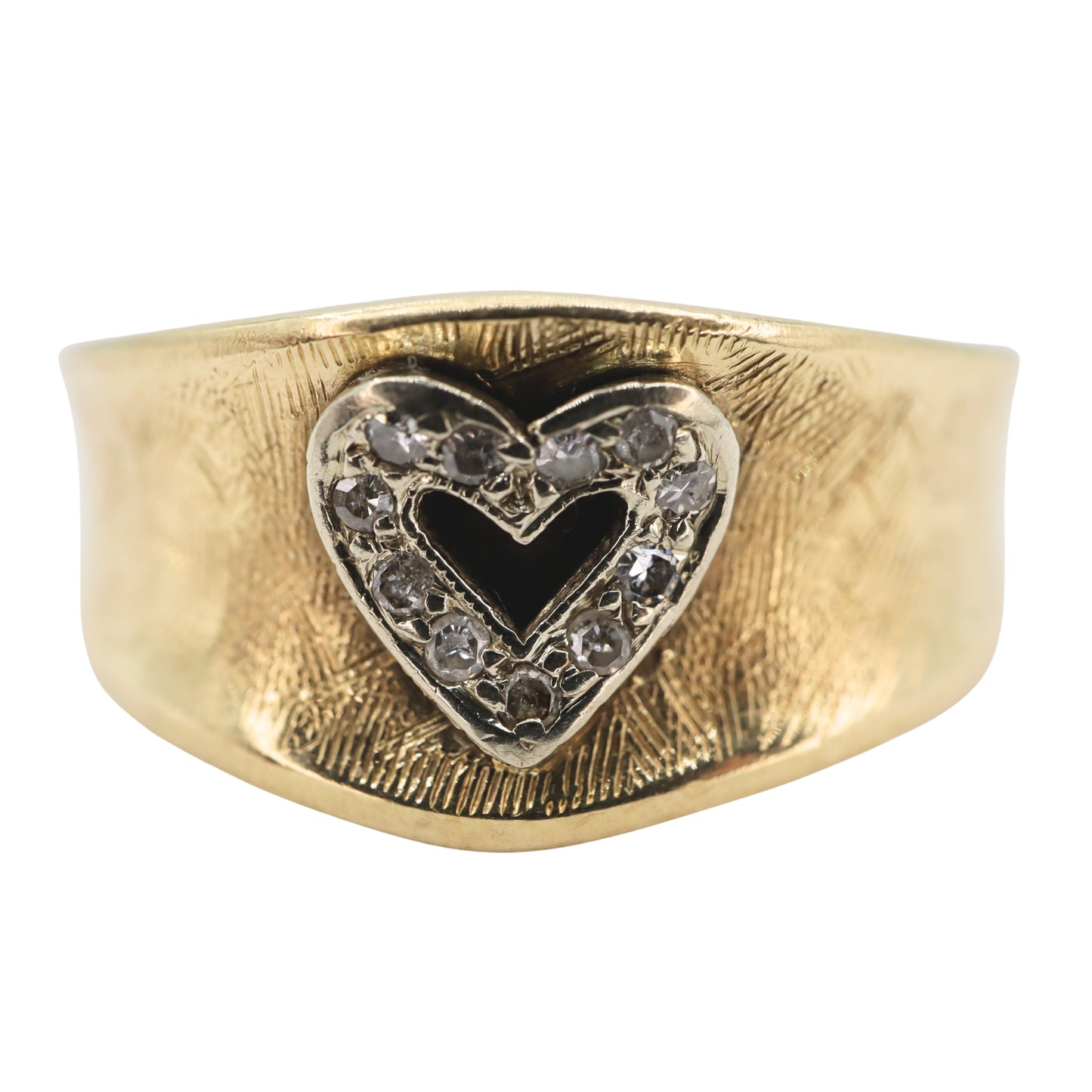 Vintage Diamond 14k Gold Heart Band Ring