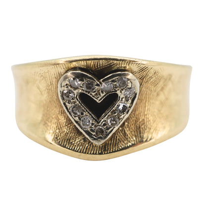 Vintage Diamond 14k Gold Heart Band Ring