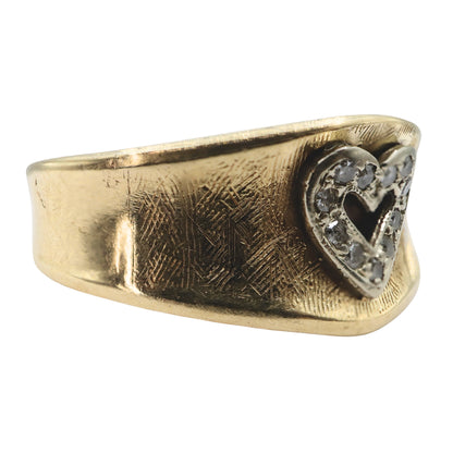 Vintage Diamond 14k Gold Heart Band Ring