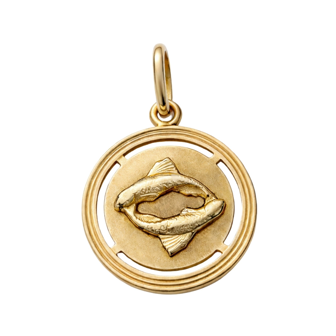 Mid Century Italian 18k Yellow Gold Pisces Zodiac Pendant