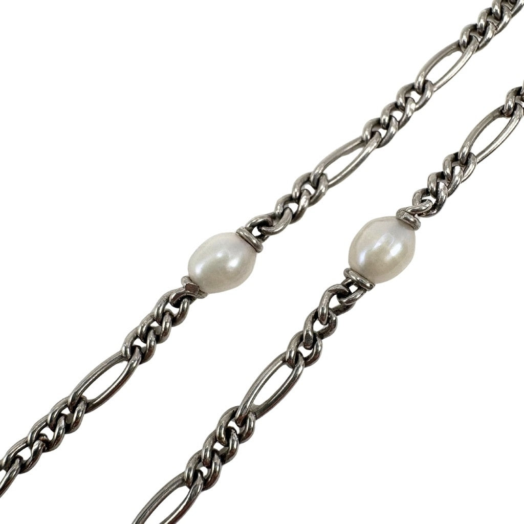 Art Deco Pearl Platinum Station Necklace