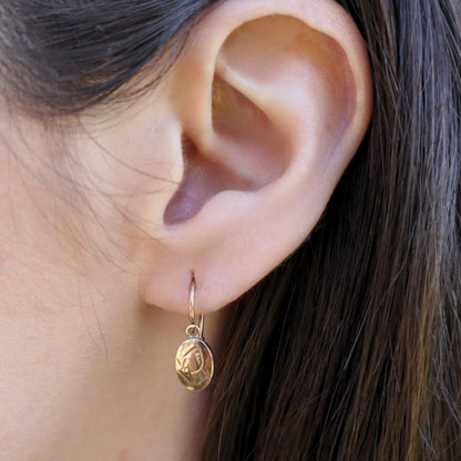 Victorian 10k Rose Gold Signet Drop Earrings