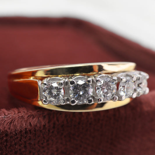 Vintage Diamond 14k Gold Five Stone Band Ring