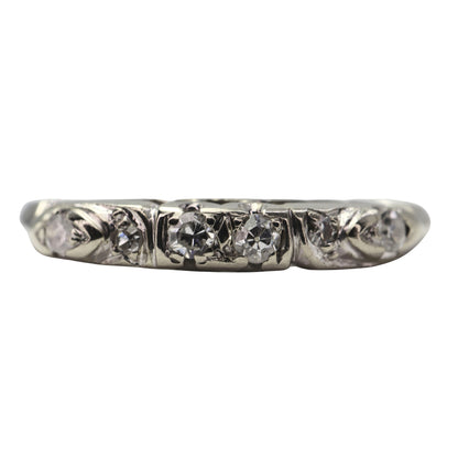 Art Deco Diamond 14k White Gold Band Ring