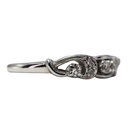 Mid-Century Diamond 14k White Gold Band Ring