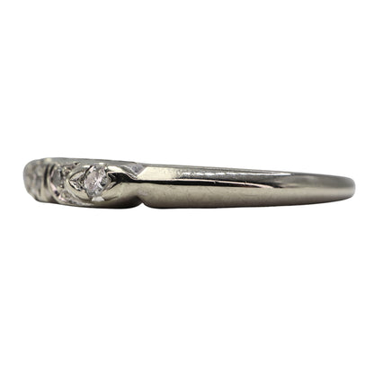 Art Deco Diamond 14k White Gold Band Ring