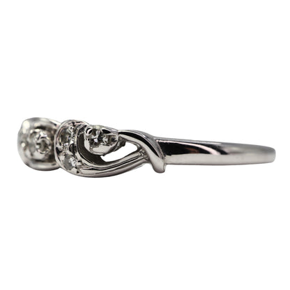 Mid-Century Diamond 14k White Gold Band Ring