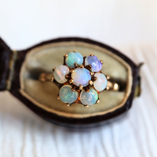 Victorian Opal 10k Yellow Gold Cluster Ring