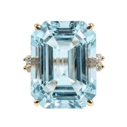 Vintage Topaz Diamond 14k Yellow Gold Cocktail Ring