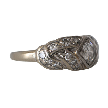 Art Deco Diamond 18k White Gold Ring