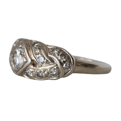 Art Deco Diamond 18k White Gold Ring