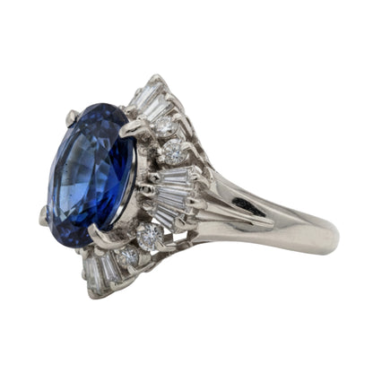 Vintage Sapphire Diamond Platinum Cocktail Ring