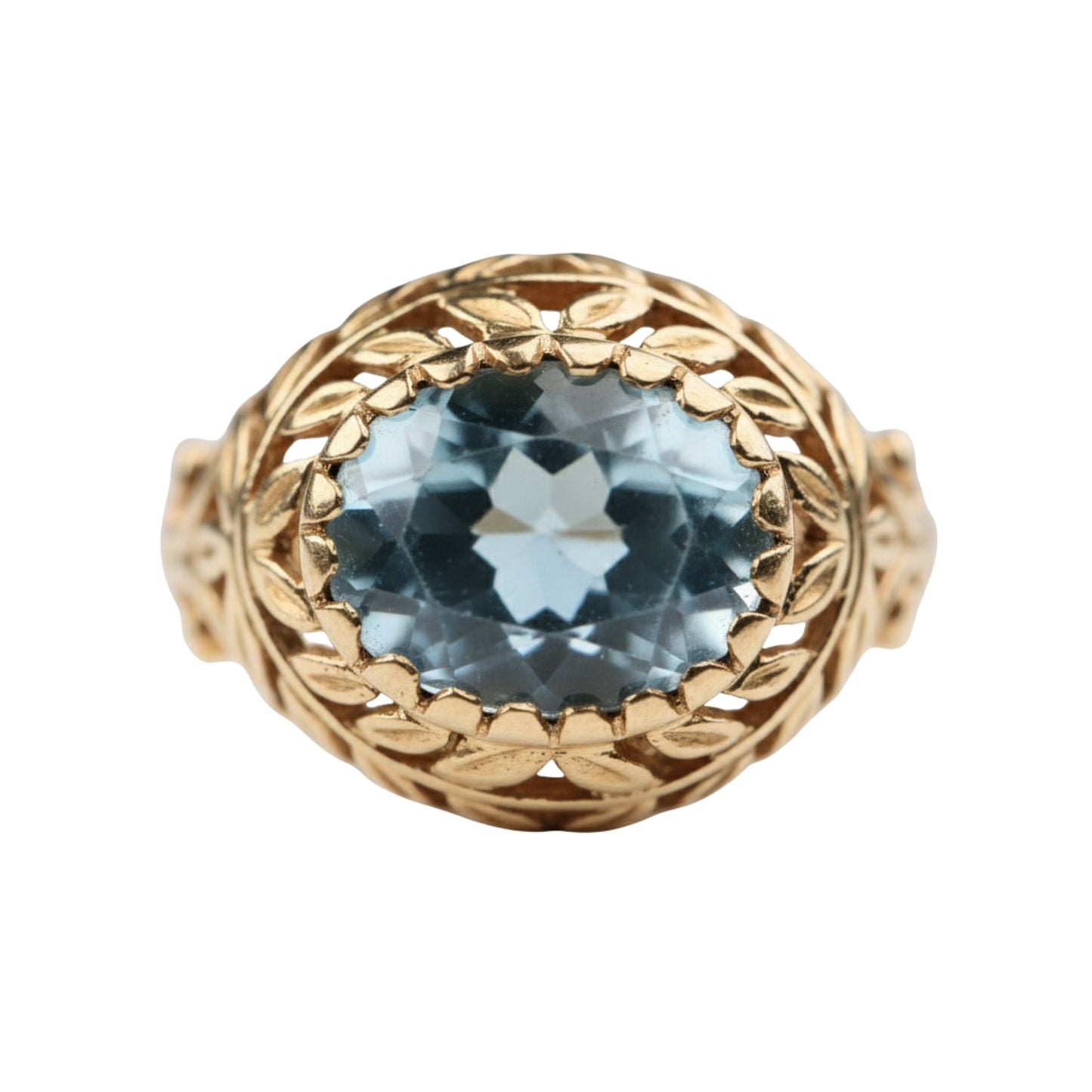 Antique Topaz 14k Yellow Gold Wreath Ring
