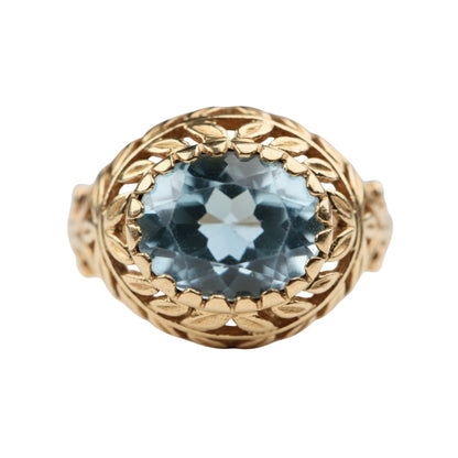 Antique Topaz 14k Yellow Gold Wreath Ring