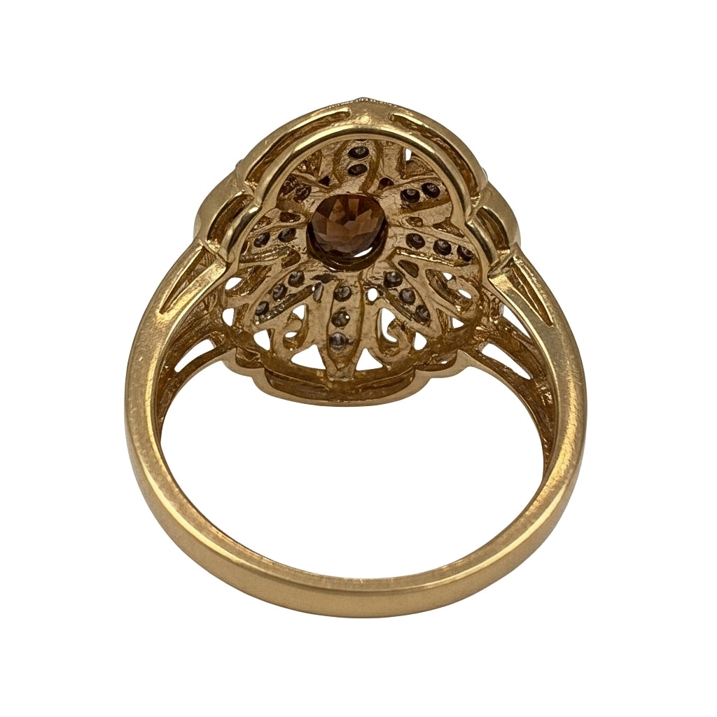 Vintage Garnet Diamond 14k Yellow Gold Ring