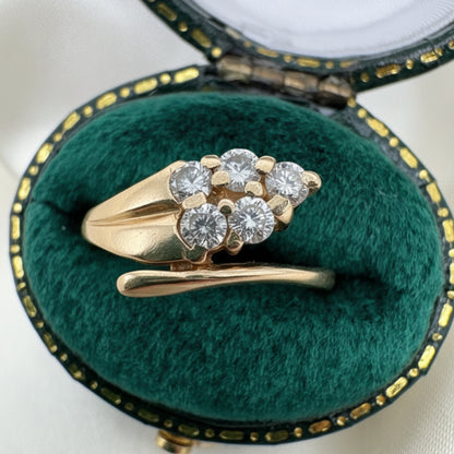 Vintage Diamond 14k Yellow Gold Snake Ring