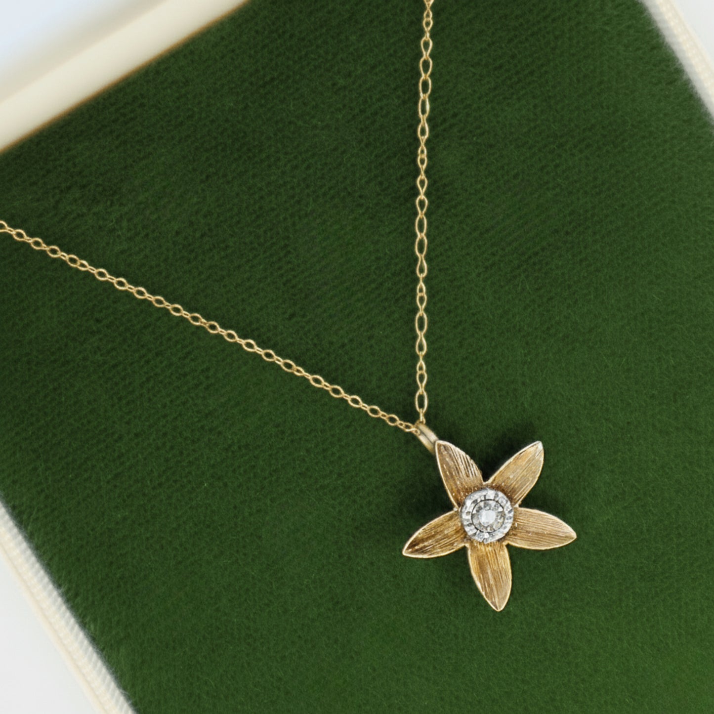 Vintage Diamond Flower Pendant Necklace