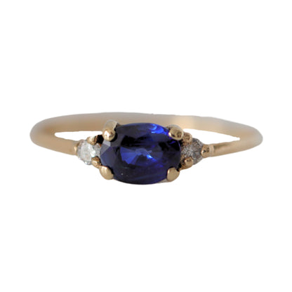 Vintage Sapphire Diamond 14k Yellow Gold Ring