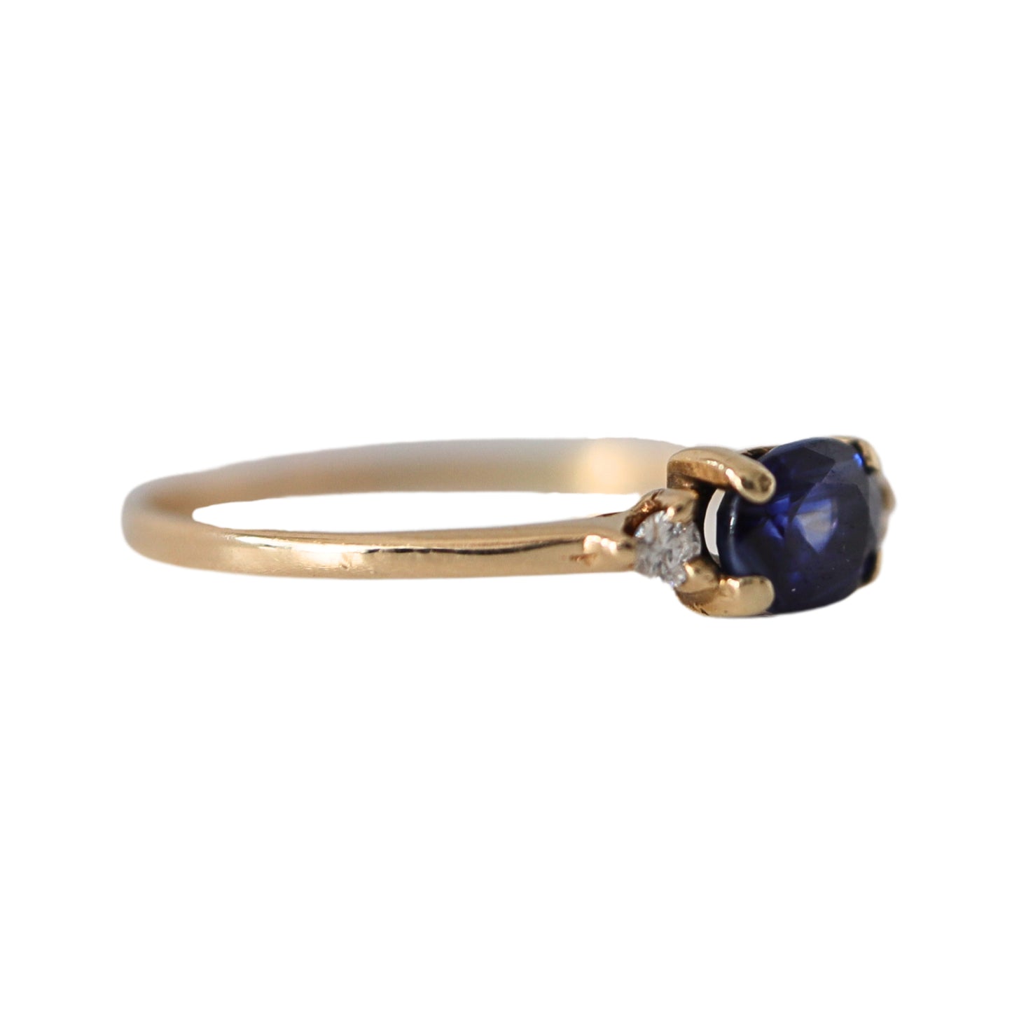 Vintage Sapphire Diamond 14k Yellow Gold Ring