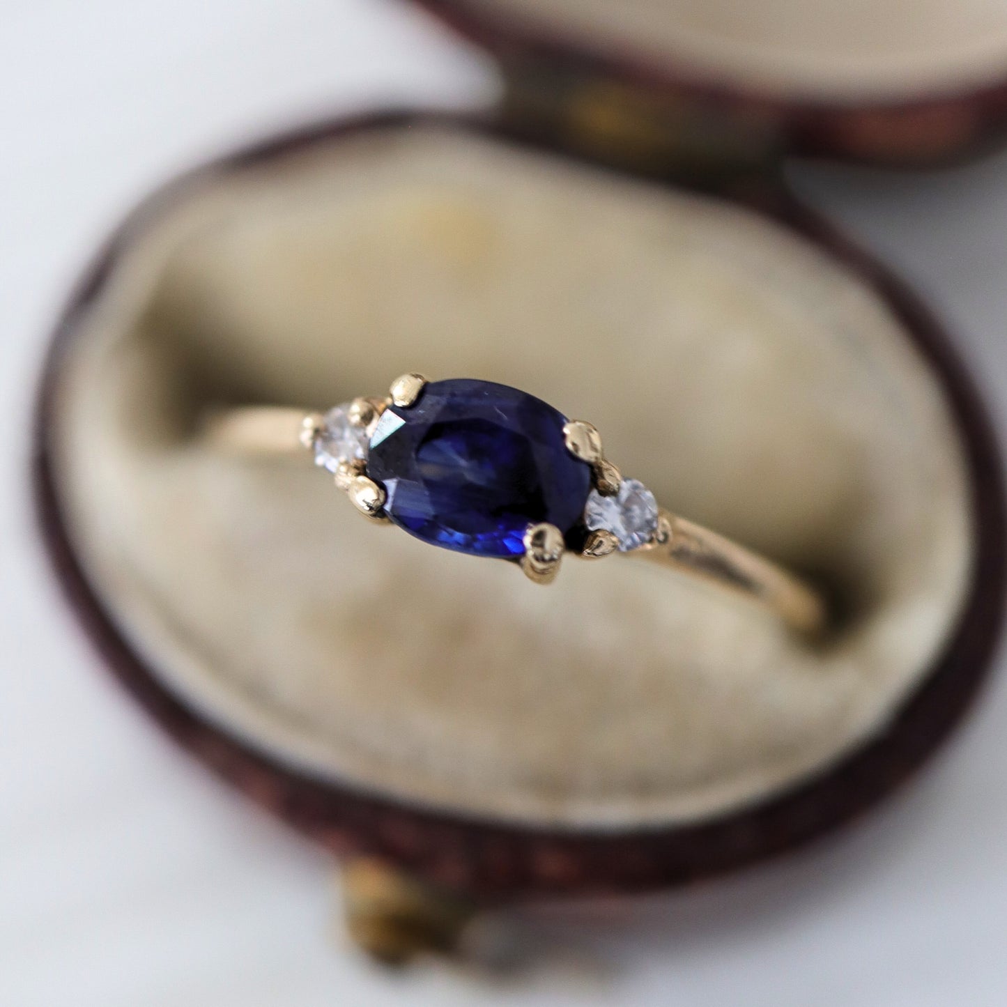 Vintage Sapphire Diamond 14k Yellow Gold Ring