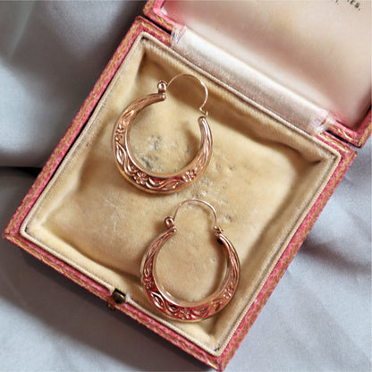 Victorian 10k Rose Gold Hoop Earrings