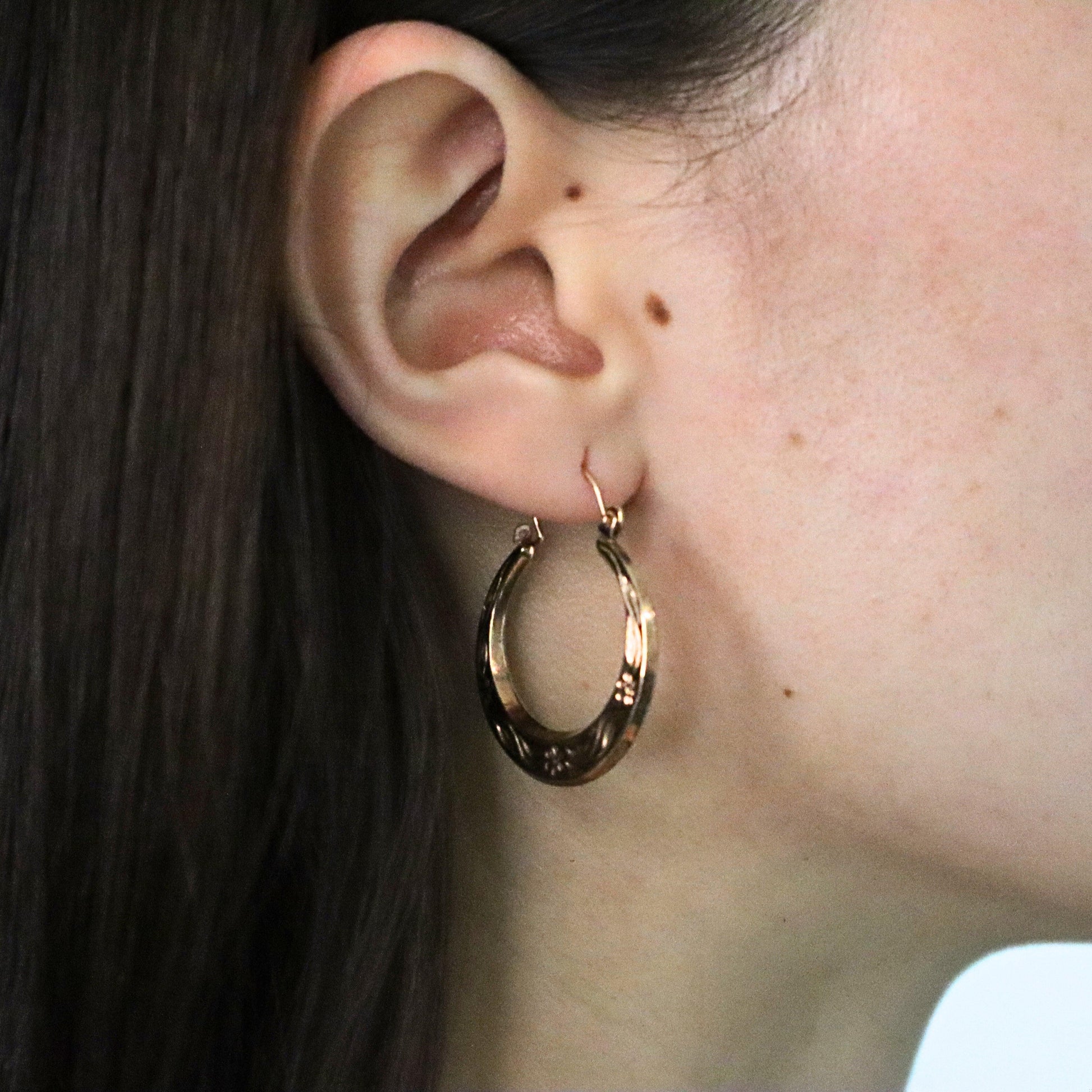 Victorian 10k Rose Gold Hoop Earrings