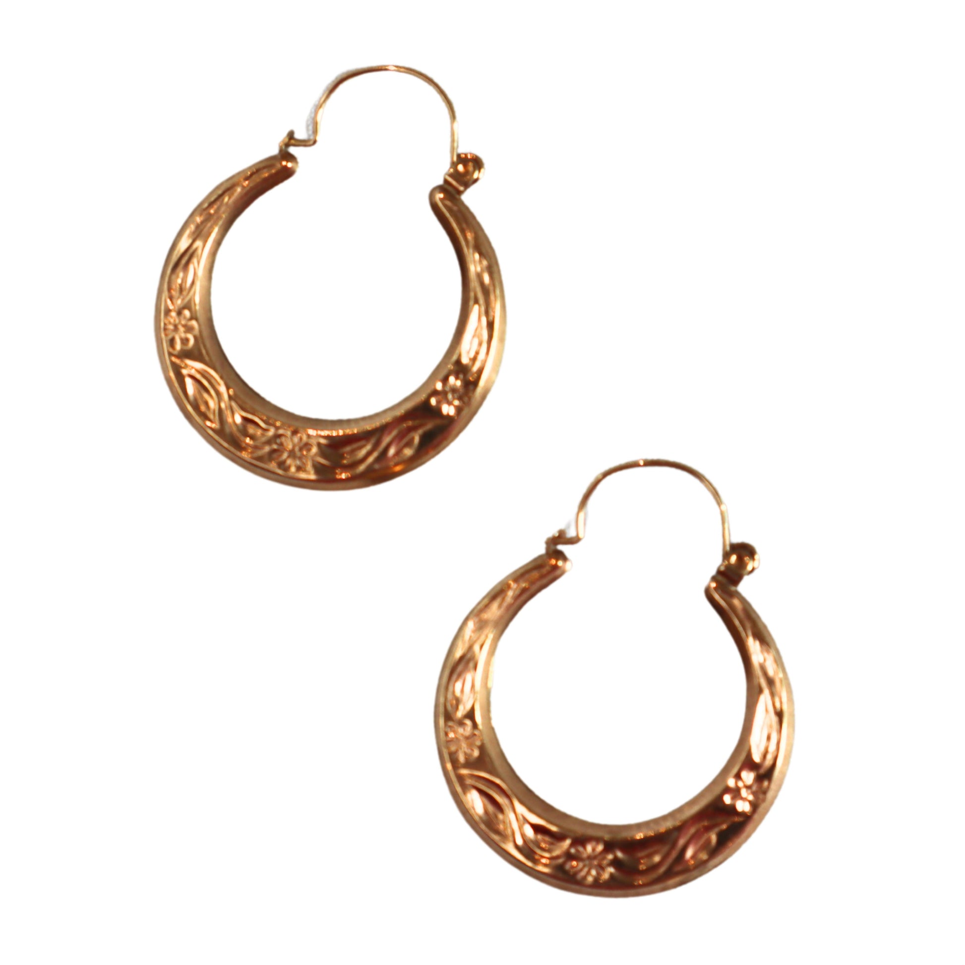 Victorian 10k Rose Gold Hoop Earrings