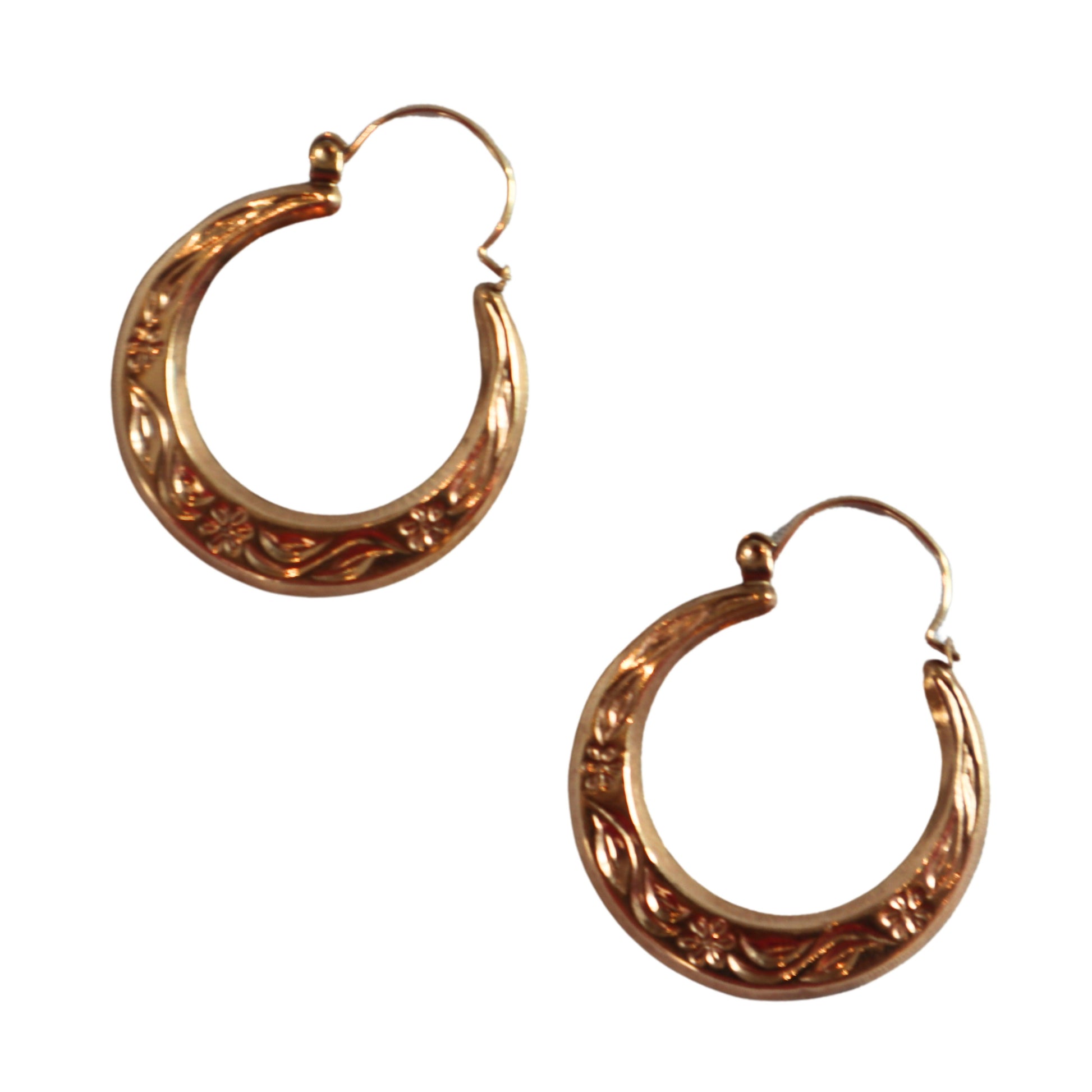 Victorian 10k Rose Gold Hoop Earrings