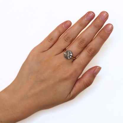 Victorian Diamond 14k Antique Gold Silver Cluster Ring