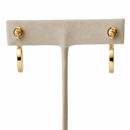 Vintage 14k Yellow Gold Diamond Hoop Earrings