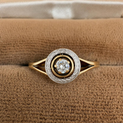 Art Deco Diamond 14k Platinum Target Ring