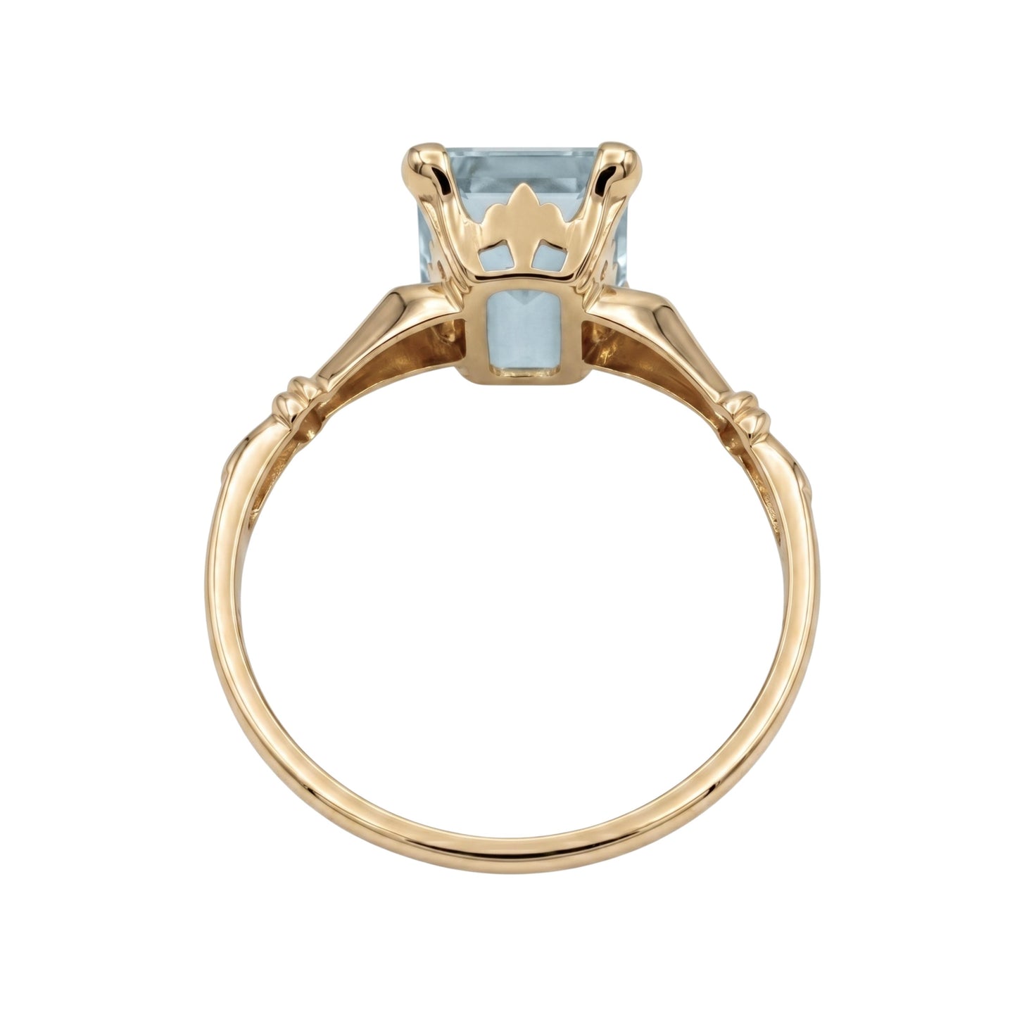 Retro Aquamarine 10k Yellow Gold Solitaire Ring