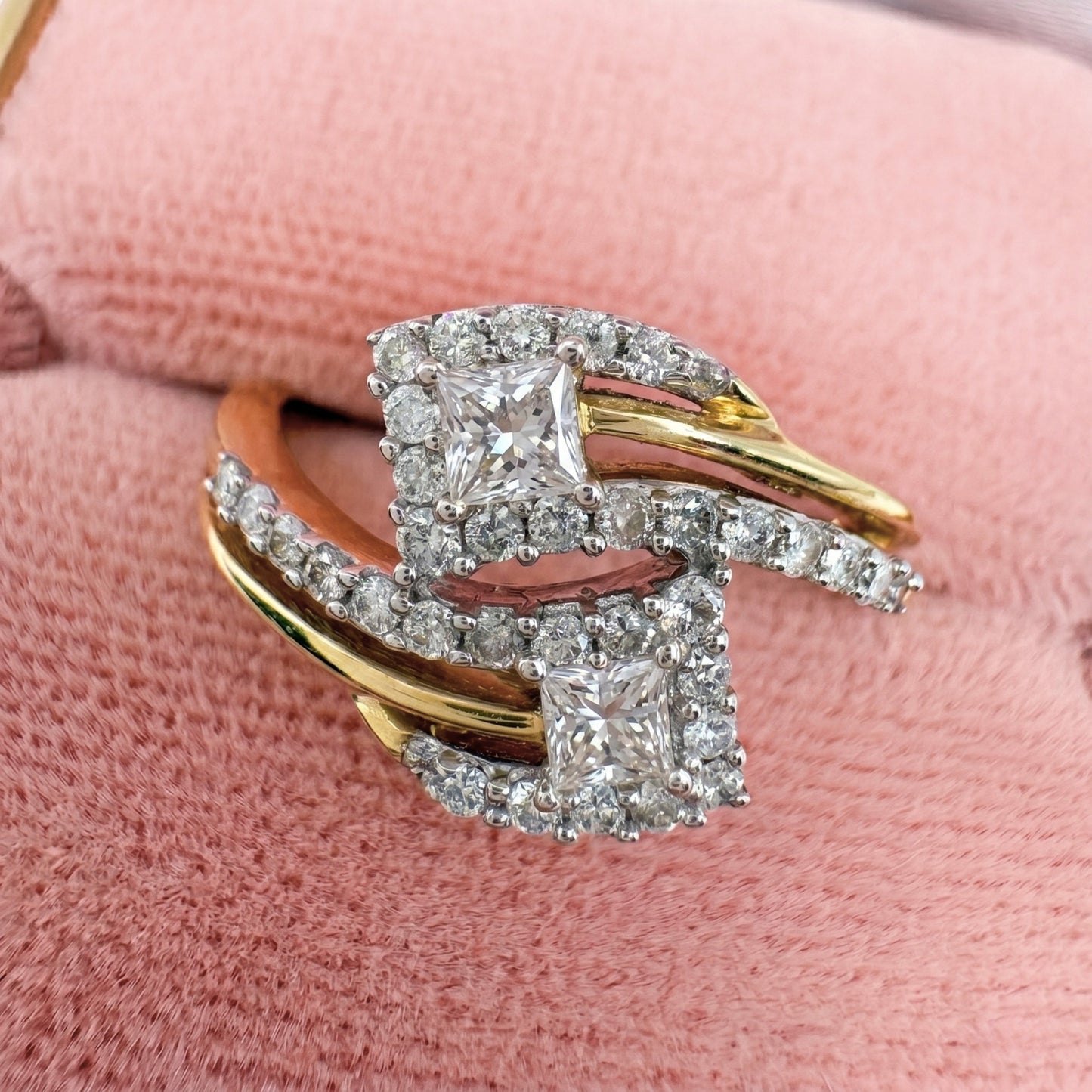 Vintage Diamond 14k Gold Bypass Ring