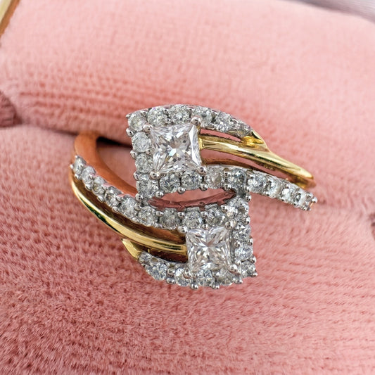 Vintage Diamond 14k Gold Bypass Ring