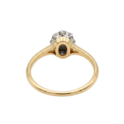 Edwardian Opal Diamond 14k Platinum Cluster Ring