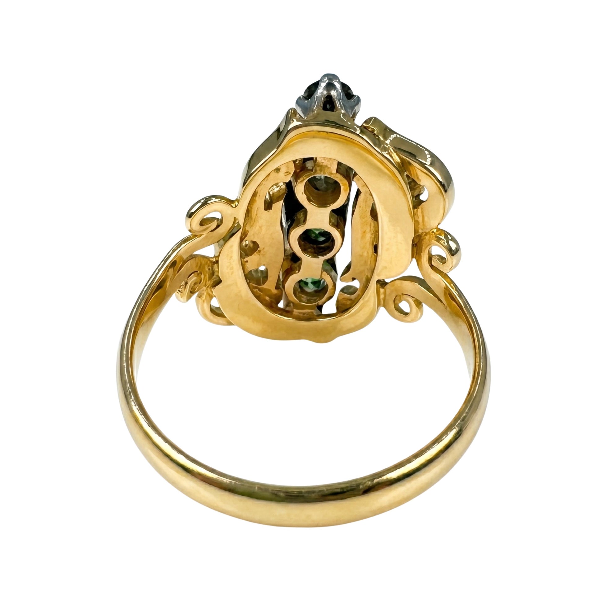 Edwardian Diamond Synthetic Ruby Five Stone 18k Yellow Gold ring