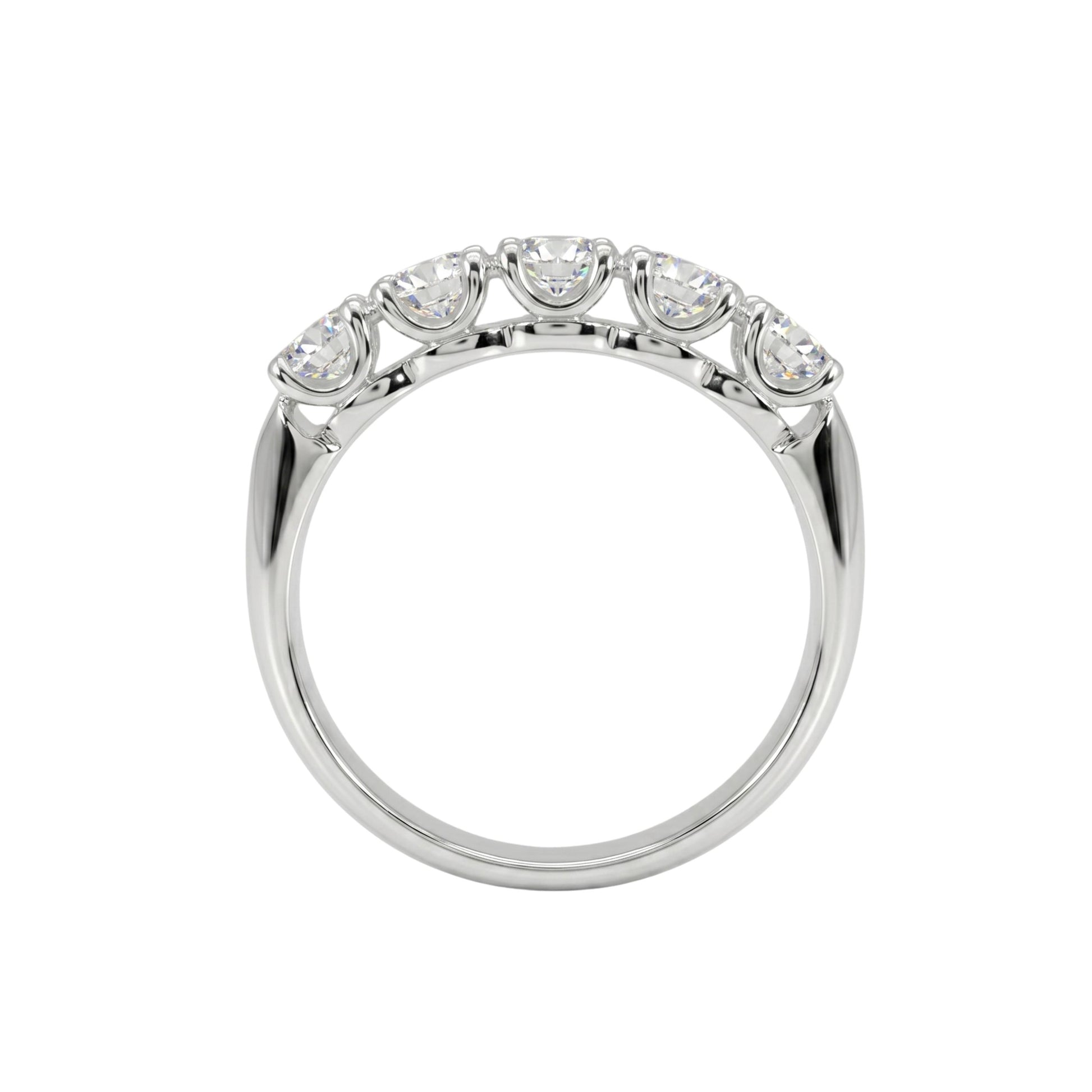 Vintage Diamond 14k White Gold Five Stone Band Ring