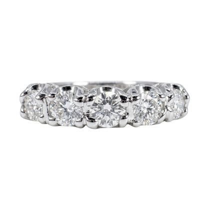 Vintage Diamond 14k White Gold Five Stone Band Ring