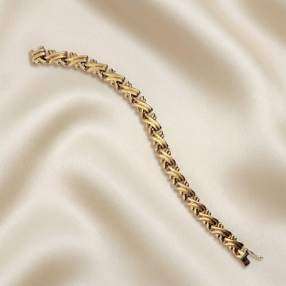 Vintage Italian 14k Yellow Gold X Bracelet
