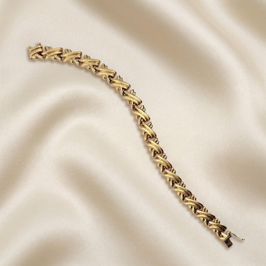 Vintage Italian 14k Yellow Gold X Bracelet