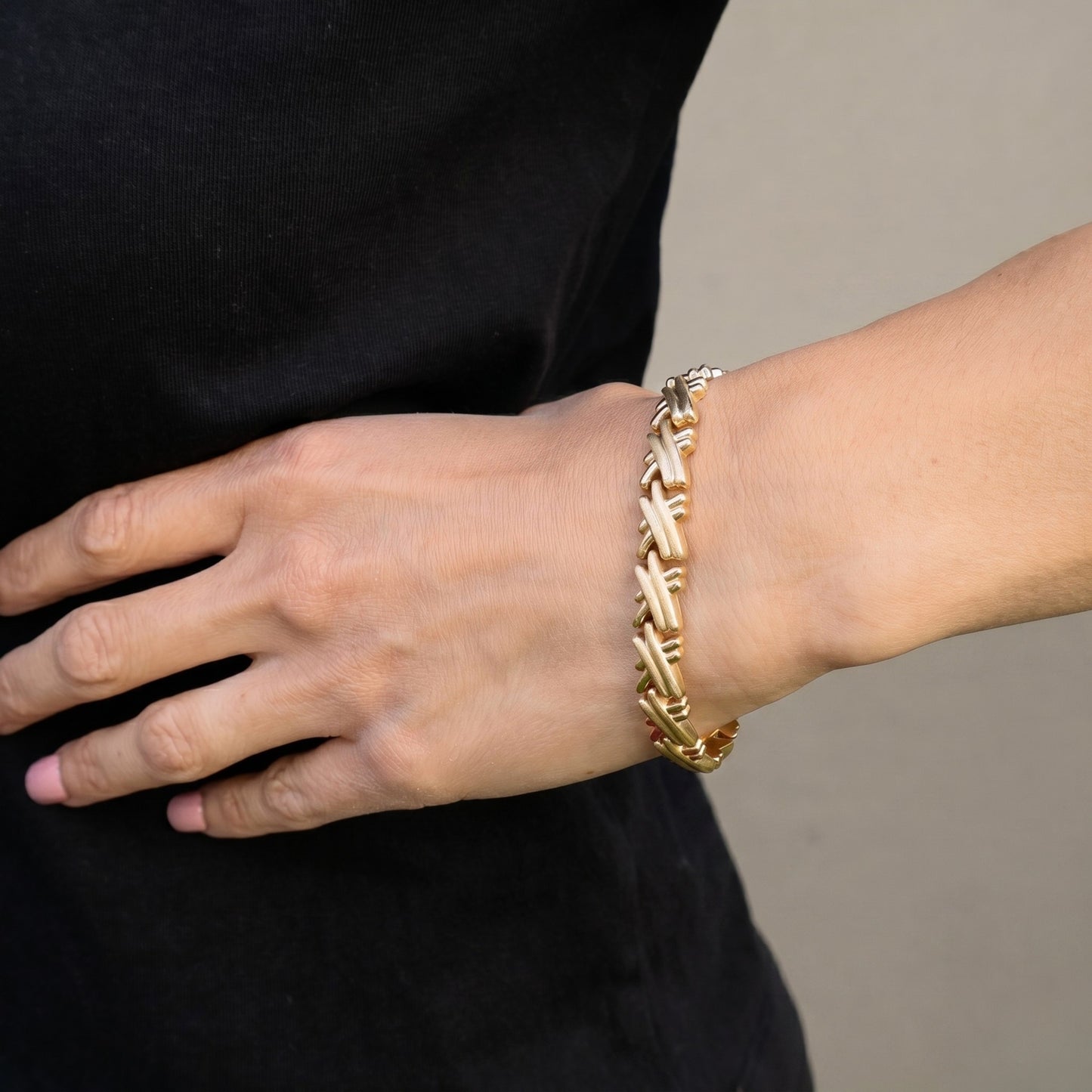 Vintage Italian 14k Yellow Gold X Link Bracelet
