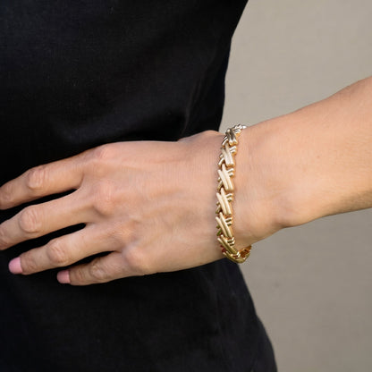 Vintage Italian 14k Yellow Gold X Link Bracelet